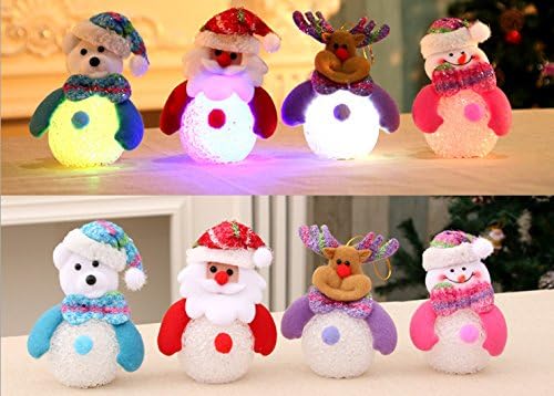 Christmas Ornaments Shining Santa Reindeer Snowman and Polar Bear Pendant for Christmas Party Xmas Tree Decoration Lighting Pendants 4 Pieces Set