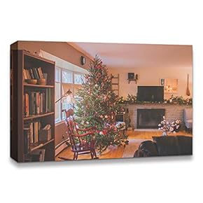 Canvas Wall Art Christmas Tree Celebration Painting Artwork for Home Prints Framed - 12x18 inches