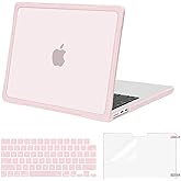 MOSISO Compatible with MacBook Air 13 inch Case 2026 2025-2022 M4 A3240 M3 A3113 M2 A2681, Hard Shell with Soft TPU Bumper&Keyboard Skin&Screen Film for MacBook Air 13.6 inch Case, Chalk Pink