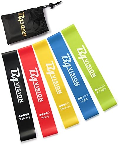 BAVISION Exercise Bands – Resistance Loop Exercise Bands – Fitness Stretching Elastic Exercise Bands – Set of 5 Elastic Bands – Fitness Accessories Perfect for Pilates, Yoga, Injury Rehab, Therapy
