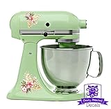 Vintage Tropical Flowers and Palm Fronds Kitchen Stand Mixer Appliance Decal Front/Back Vinyl Decal Set - Full Color