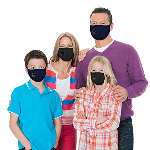 WFeieig Family Face Bandanas Cotton Set With Activated Carbon Filter Replaceable Filters Haze Dust(4PC+ 8 filters)