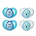 Tommee Tippee Closer to Nature Night Time Orthodontic Infant Soother Pacifier, 6-18 Months - Blue, Boy, 4 Pack