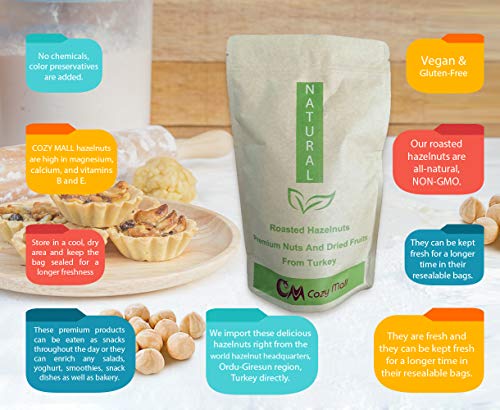 Cozy Mall Natural, Non-GMO Turkish Roasted Hazelnuts for Snacks, Breakfasts and Bakery(Hazelnuts 2 Lb) - Image 3