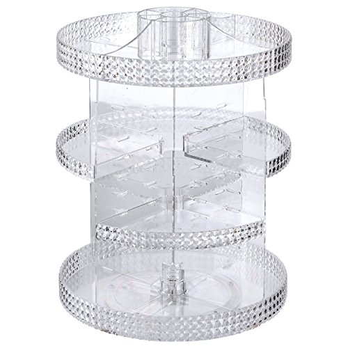 EC.TEAK Clear Acrylic Makeup Organizer 360 Degree Rotating Makeup Holder Large Capacity Storage Box(ET04) - Thumbnail 7