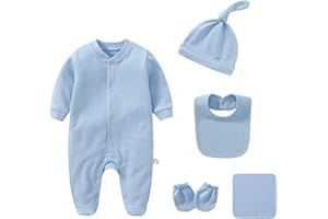 IADOER Baby Unisex Baby Cotton Layette Set Gift for Baby Boys Girls Accessories Set Newborn Essentials 0-12 Months