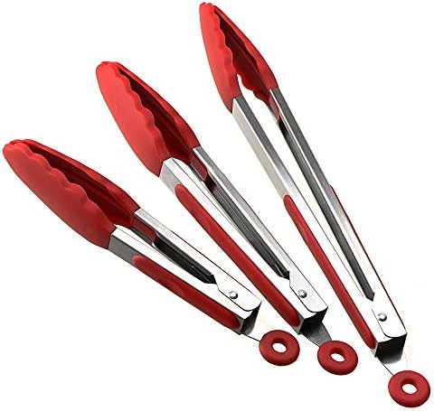 Kitchen Tongs,Xpatee 7" 9" &amp; 12 "Heat Resistant Cooking Tongs with Silicone Tips for BBQ,Salads,Grilling,Serving and Fish Turning