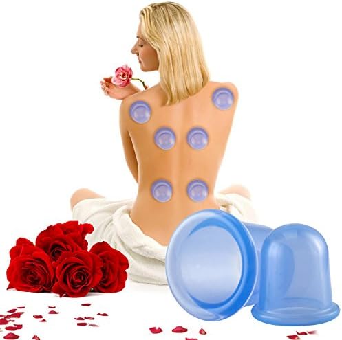 Phetron 2Pcs Anti cellulite Cups Vacuum Silicone Body Massage Cups Cupping Therapy Set for Body Detoxification, Cupping Cups Set includes 1x Large Body Cup, 1x Mini Body Cup