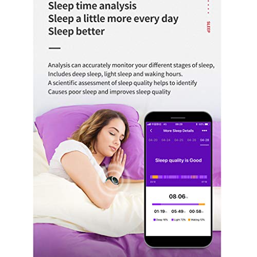 Bravetoshop Smart Watch Sports Fitness Activity Heart Rate Tracker Blood Pressure Watch Calorie Monitor Purple