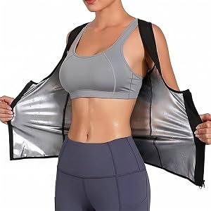 Sauna Suit for Women, Sweat Vest Tank Top with Zipper, Waist Trainer Compression Vest, Exercise Tank Top for Home Gym