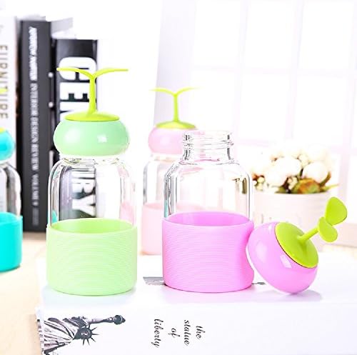 CoolHome Two-leaf Clover Shape Glass Water Bottle 200ml / 7oz (1 Pcs) (Random Color)