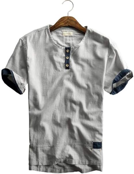 Amazon Debangniメンズ Tシャツ カットソー 半袖 Tシャツ メンズ リネンシャツ 涼しい カジュアル 綿麻 ビジネス 夏 無地 シャツ おしゃれ カットソー 快適 Tシャツ カットソー 通販