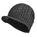 Janey&Rubbins Sports Winter Knit Visor Beanie with Bill Hat for Men and Women (Dark grey)