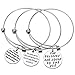 3 Sets Silver Adjustable Bracelet Plated Stainless Steel Motivational Quote Bangle Girls