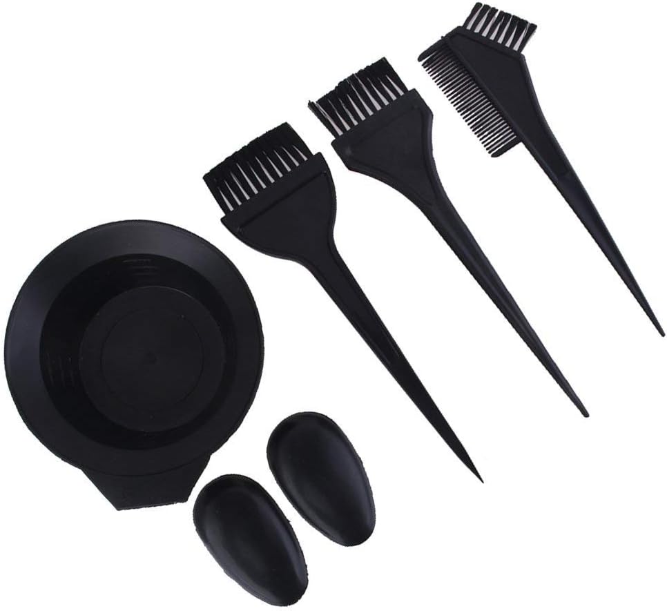 Hair Dye Kit Hair Coloring Tools Include Dye Brush, Comb, Earmuffs and Mixing Bowl for Professional Salon or Home Diy 1et (black)