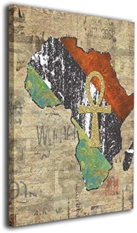 Harperson Retro Ankh African Africa Stretched and Framed Contemporary Pictures Canvas Art Prints for Wall Decor 12" X 16"