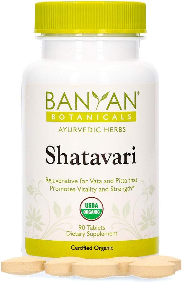 Banyan Botanicals Shatavari Supplements – Organic Shatavari Root Extract – Calming, Cooling, Supports Rejuvenation, Promotes Energy & Vitality* – 90 Tablets – Non GMO Sustainably Sourced Vegan: Health & Personal Care