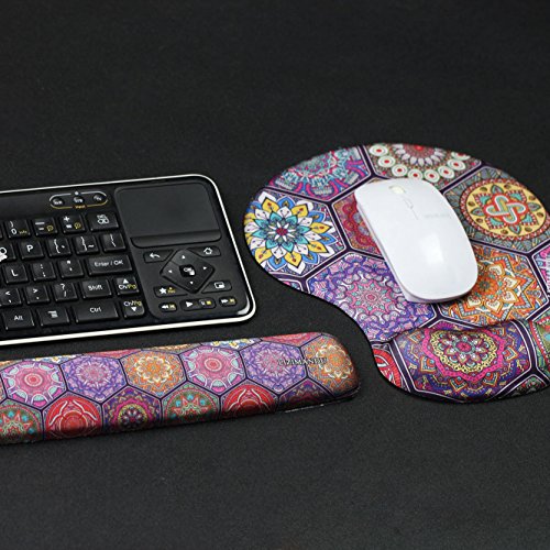 Lizimandu Memory Foam Non Slip Mouse Pad Wrist Rest for Office, Computer, Laptop & Mac - Durable & Comfortable & Lightweight for Easy Typing & Pain Relief-Ergonomic Support (Hexagon Bohemia)