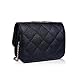 HDE Quilted Crossbody Handbag with Metal Chain Strap (Black)