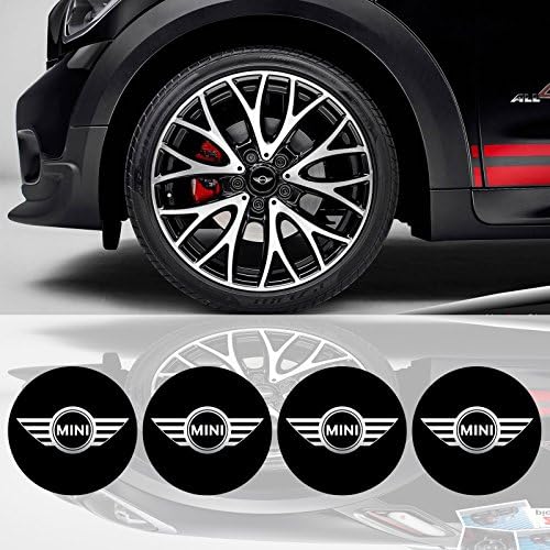 EdwardSmithCars New 4 x 55mm Diameter Mini Cooper Wheel Center Cap Sticker Emblem Self Adhesive for Flat Surfaces