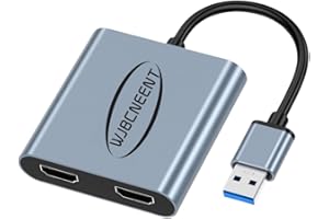 USB 3.0 to Dual Hdmi Adapter for 2 Monitors 1080p Mirroring and Extending, USB to 2 HDMI Splitter with USB Hub PD Charging, S