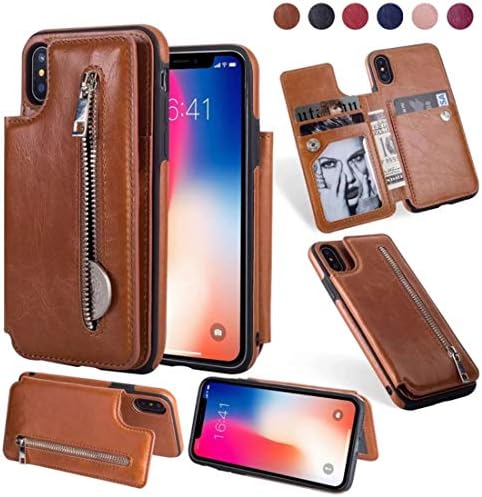 Huitao Htao New iPhone XR/XS/XS Max Case, Multifunction Zipper Flip Wallet PU Leather Card Pocket Phone Case Cover for iPhone X/8 Plus/7 Plus/6 Plus/iPhone8/iPhone7/iPhone6 Rose Gold iPhone Xs Max