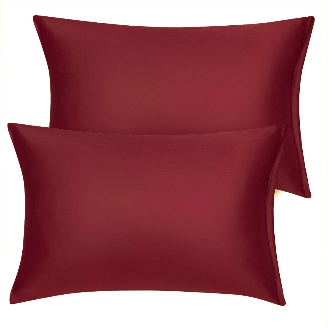 sourcing map Satin Pillowcase for Hair and Skin 2 Pack, Wrinkle and Fade Resist Silky Soft Pillow Cases Set with Zipper Closure Red 50 x 75cm