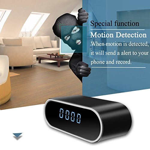 Funtoy WiFi Hidden Clock Camera, Full HD 1080P WiFi Nanny Spy Camera 12 Hour System Alarm Clock with Night Vision/Motion Detection/Loop Recording Support IOS/Android/PC Real-time Video Home Security