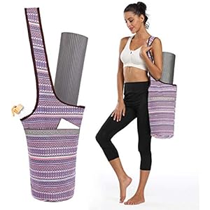 Moksha Studio Yoga Bag, Mat Carrier with Zipper Side Pocket, One-Shoulder Sling Gym Bag for Sport and Fitness Essentials Compatible with Women and Teen Girl