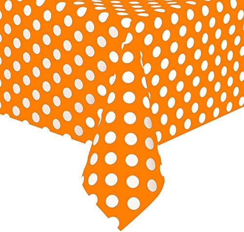 Omni Premium Plastic Party Polka Dot Tablecloth, 54" x 108" Waterproof Table Cover (Orange)