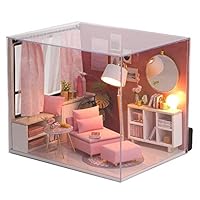 MAGQOO 3D Wooden Dollhouse Miniature Kit DIY House Kit with Furniture,1:24 Scale Creative Room Dust Proof Included (Happy Time)