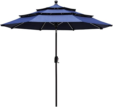 Eliteshade Sunbrella 9ft Patio Outdoor Table Umbrella 3 Layers With Ventilation Sunbrella Navy Blue Amazon Co Uk Garden Outdoors