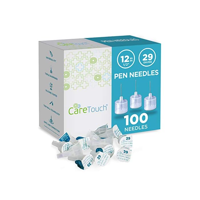 Care Touch Pen Needles 29 Gauge, 1/2 Inch, 12.7mm (Pack of 100)