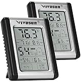 VIVOSUN Digital Indoor Thermometer & Hygrometer with Humidity Guage （2 Pack）, Accurate Temperature Humidity Monitor Meter for Home, Office, Greenhouse, Indoor Garden (Button Battery Included)