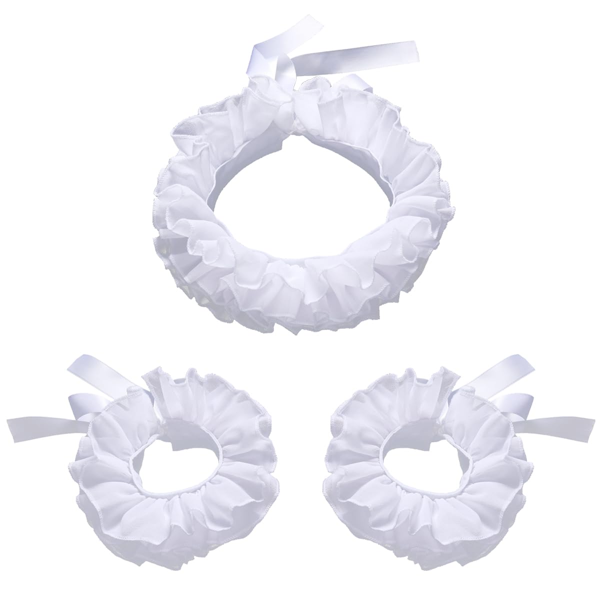 Mavikim Elizabethan Renaissance Collar Cuffs Set Layered Ruffle Clown Stand Neck Choker Wrist Accessory — image 1
