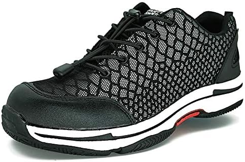 Tongzone Steel Toe Shoes Work Safety Shoes Athletic Breathable Mesh Industrial and Construction Puncture Proof Footwear