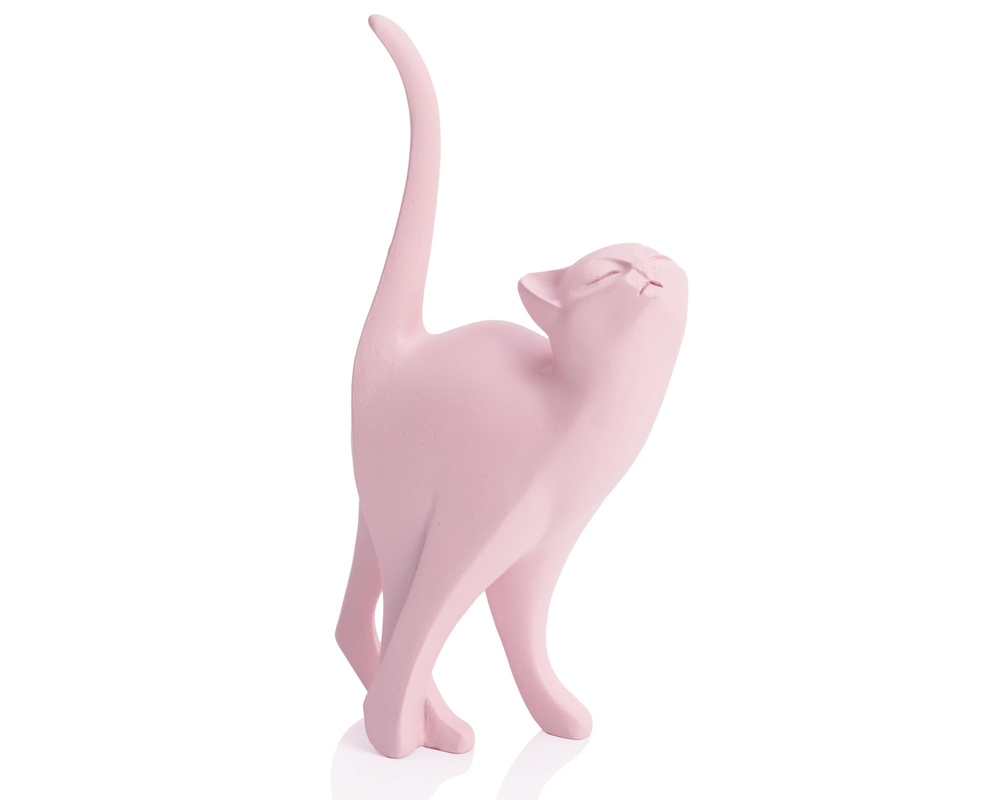 Photo 1 of AMOIENSIS Pink Cat Statue Modern Abstract, Home Office Shelf Decor, 7-Inch Vibrant Assorted Colors, Easy to Match Any Decor Style