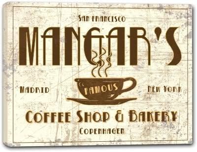 MANGAR'S Family Name - MANY DESIGNS AVAILABLE - Coffee Shop &amp; Bakery Gallery Wrapped Canvas Sign 3 SIZES AVAILABLE - 11" x 14"