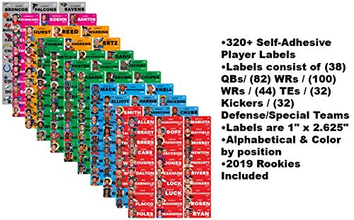 Fantasy Football Draft Board Kit 2019 - Full Color Board & Labels