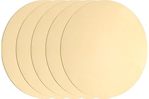 uxcell 5Pcs Brass Round Plate, 0.04"(1mm) Thick 2"(50mm) Dia H62 Brass Round Disc Blank Round Metal Sheet Copper Circle Disc for Metal Stamping DIY Crafts