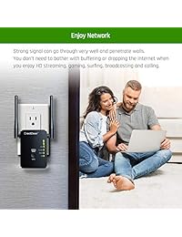 WiFi Range Extender with WPS Internet Signal Repeater- 300Mpbs Wireless Booster with 2.4GHz High Gain Dual Antennas, 2 Ethernet Ports -Compatible with Alexa Device for Covering Whole Home