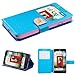 Asmyna Embossed Book-Style My Jacket Wallet for LG MS323 Optimus L70 - Retail Packaging - Blue