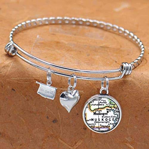 Oklahoma Map Bracelet Muskogee OK USA States Cities Towns