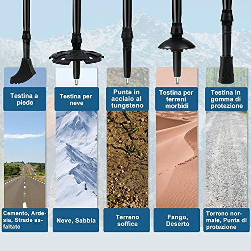 Glymnis Trekking Poles 3 Sections Adjustable Length 65-135 cm Aluminium 7075 with Quick Lock System and Cork Handle for Hiking Blue