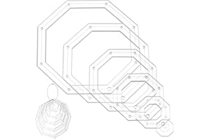 NBEADS 6 Pcs 6 Sizes Transparent Acrylic Sewing Template, Acrylic Quilting Rulers Octagon Template with Iron Binder Rings for Sewing Patchwork Crafts, Hole: 3.5mm