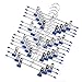 JS HANGER Pants Hangers 12 Pack Multi Heavy Duty Trousers Hangers Space Saving Skirt Hangers with 2-Adjustable Clips, Chrome + Blue