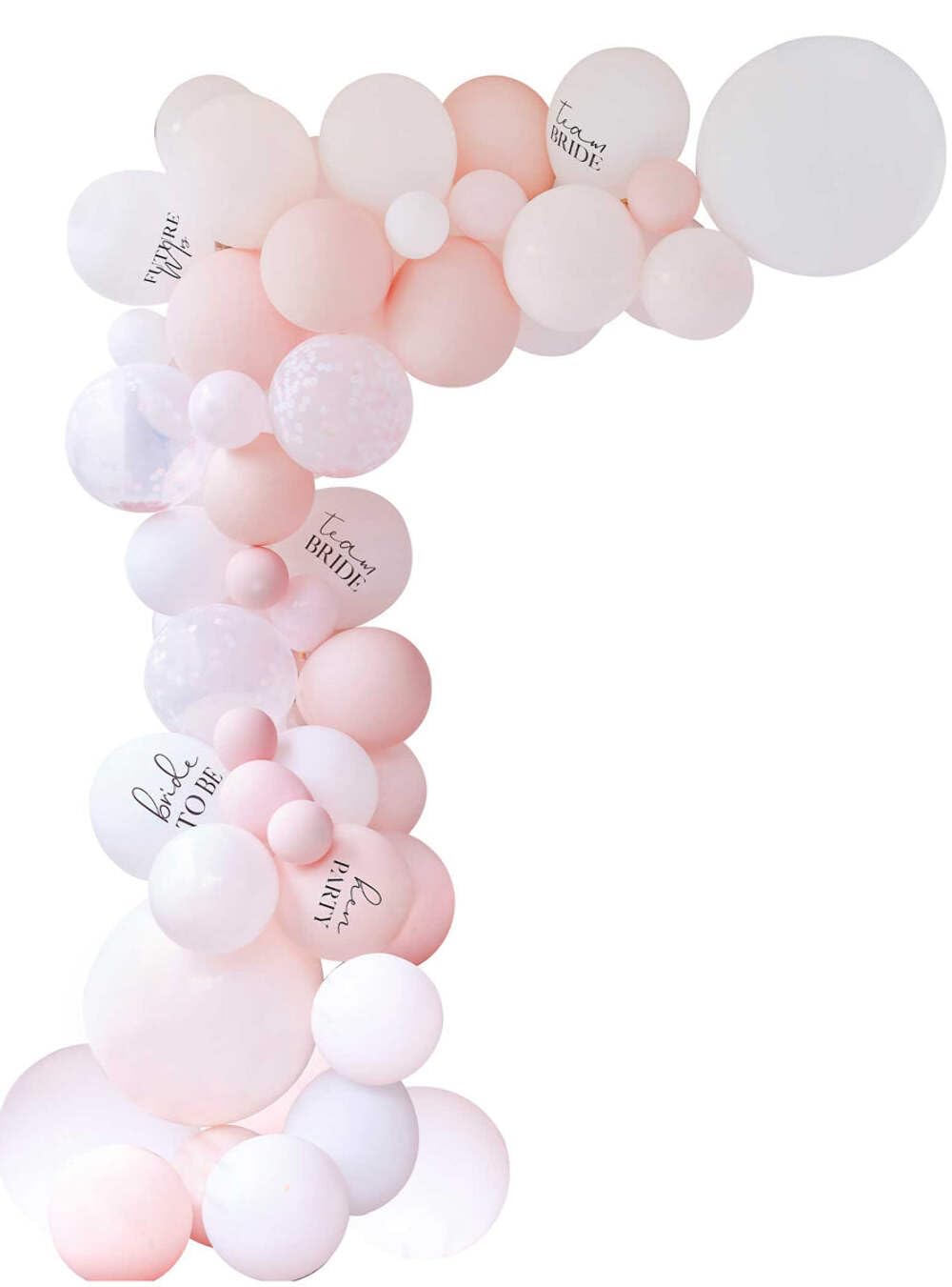 Ginger Ray White, Pink and Confetti Hen Party Balloon Arch Kit with Slogans & Streamers - 55 Balloons & Streamers Included