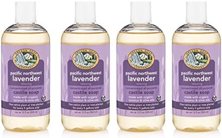 Oregon Soap Company - Liquid Castile Soap, Certified Organic and Natural Ingredients, Concentrated Multipurpose Soap (12 oz (4 Pack), Pacific Northwest Lavender)
