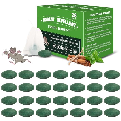 28 Pack Mouse Repellent Tablets, Peppermint Oil Rodent Repellent