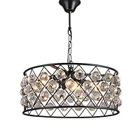 YJWOZ Nordic Black Wrought Iron Chandelier Personality Creative Ceiling Light,Restaurant Postmodern Retro Industrial Style Crystal Pendant Light Chandelier